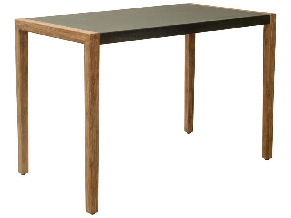 Kata Gray Rectangular Counter Table with Faux Concrete Top and Acacia Wood Base