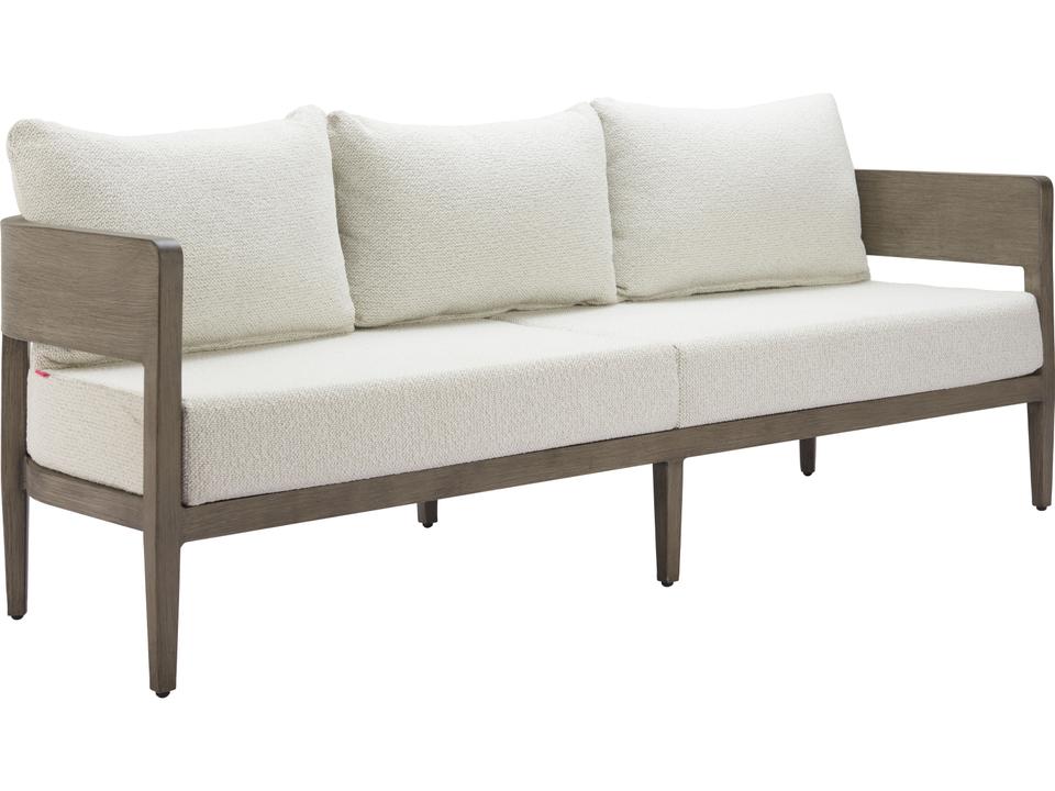 Foret 3-Seat Outdoor Sofa in Beige Olefin and Faux Wood