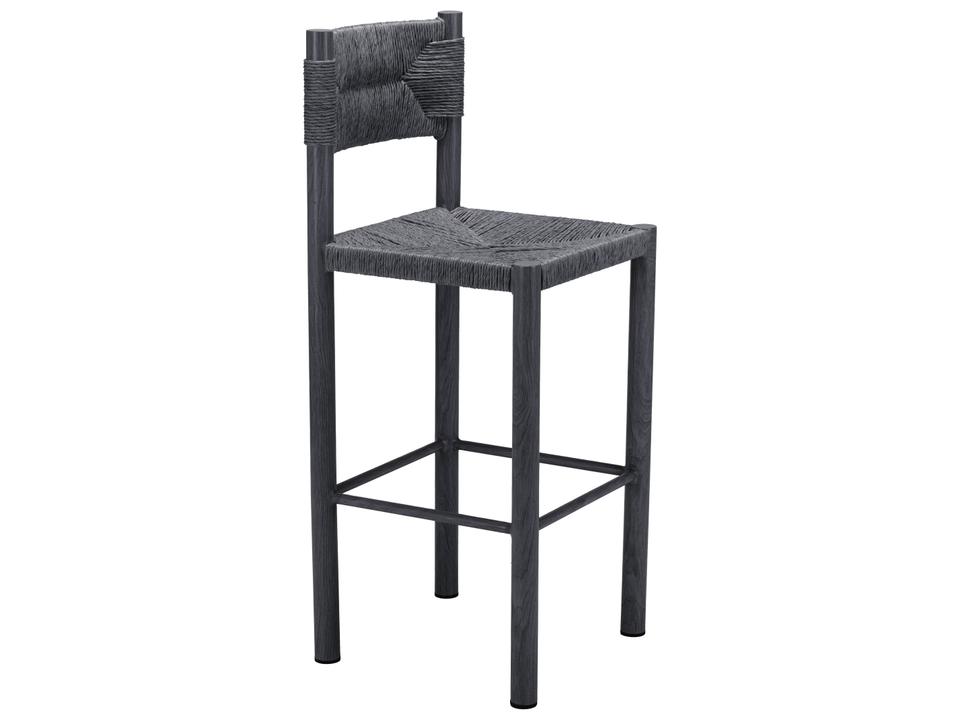 Iska Black Faux Wood Wicker Bar Stool, Set of 2