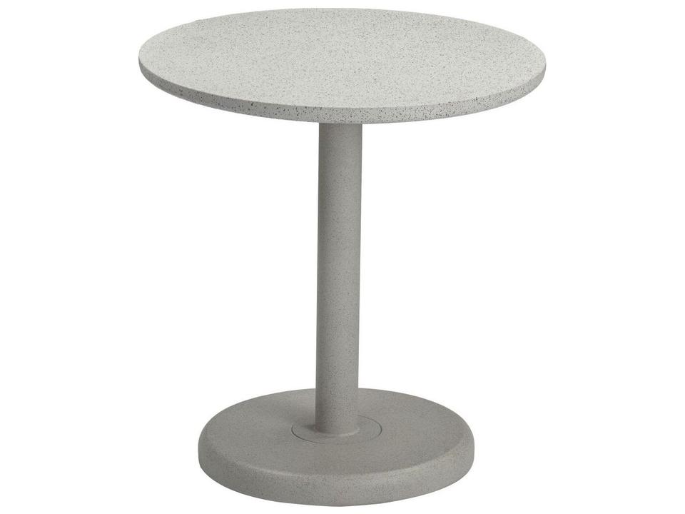 Liora 28-Inch Round Outdoor Bistro Table in White Faux Terrazzo and Powder-Coated Steel