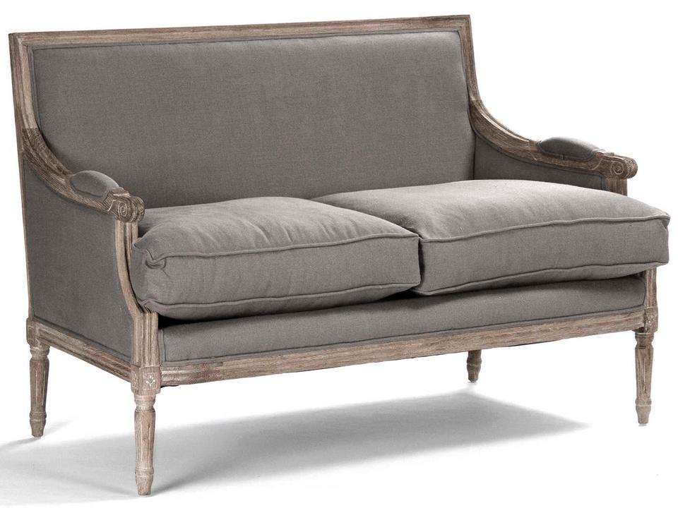 Louis Microfiber Gray Fabric Chair and a Half in Limed Grey Oak
