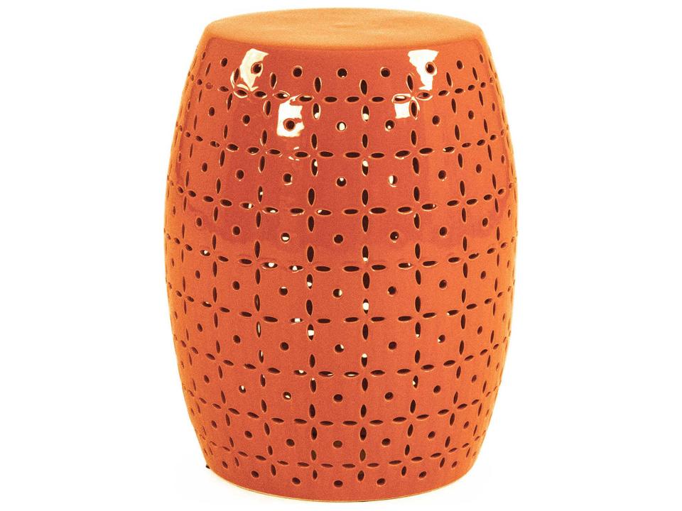 Lovell Orange Glazed Ceramic Accent Stool Garden Table