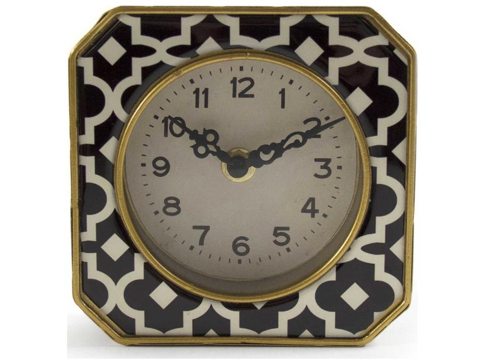 Black and White Pattern Octagon Table Clock
