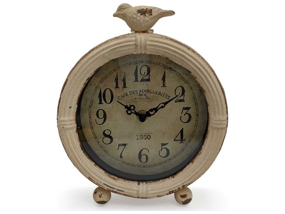 Distressed Off-White Table Clock