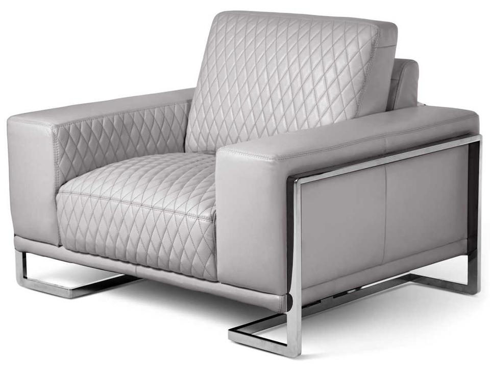 Mia Bella Gianna Leather Chair and a Half Light Gray