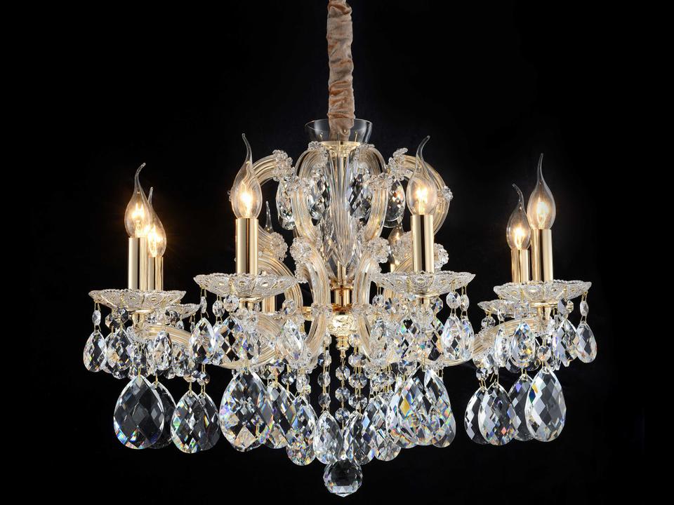 Portola II 8-Light Chandelier in Gold with Clear Crystal Glass