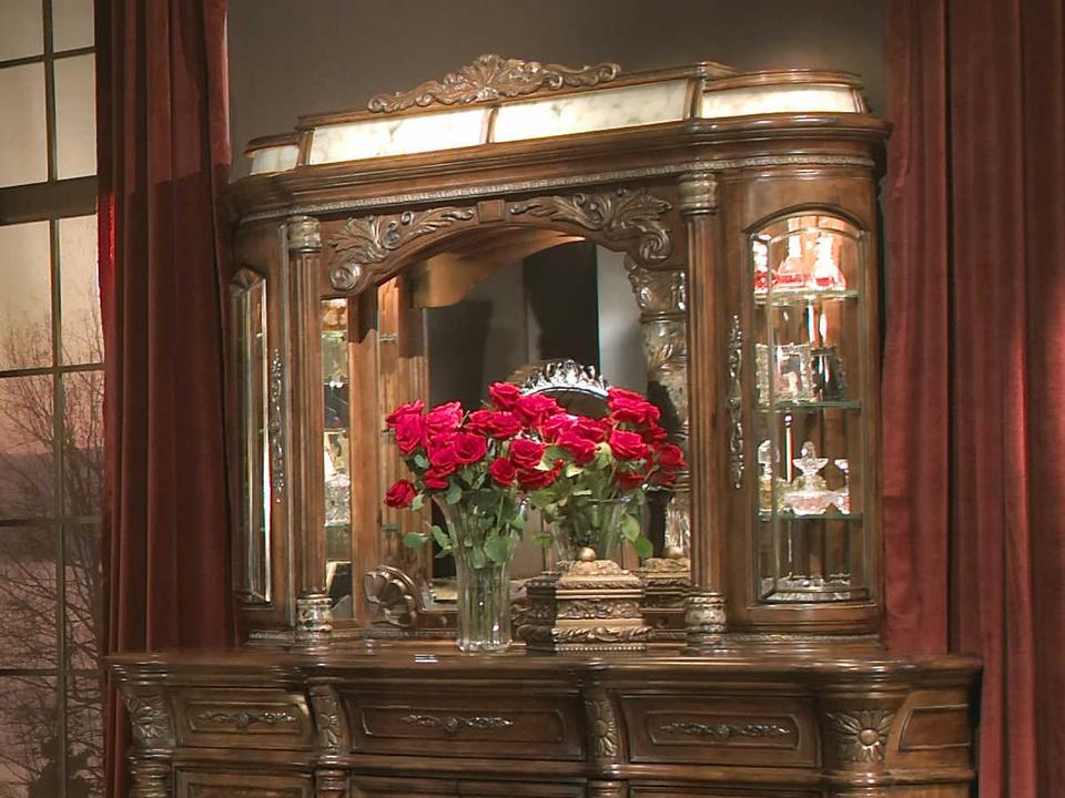 Villa Valencia Dresser Mirror with Touch Lighting in Classic Chestnut