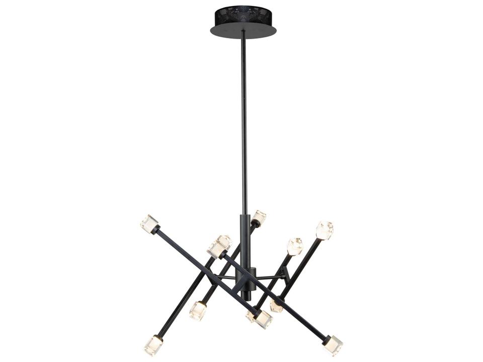 Batton LED Pendant Light with Black Finish and Glass Cubes