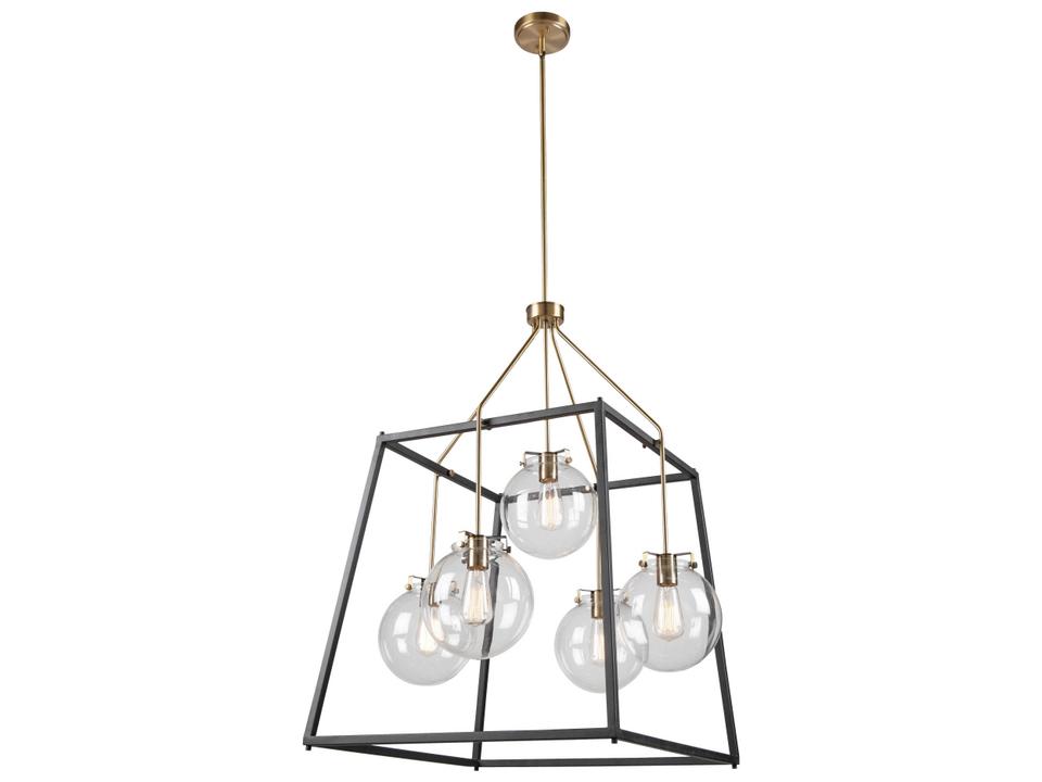 5-Light Bridgetown Chandelier in Black and Harvest Brass