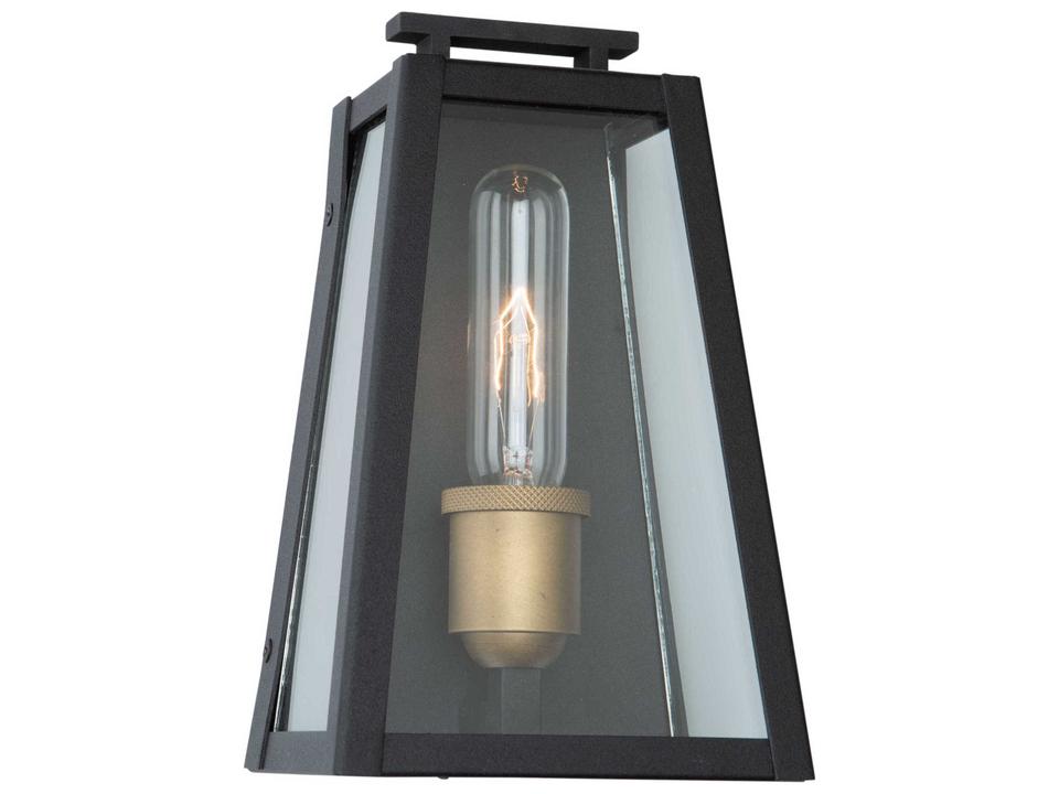 Charlestown 1-Light Outdoor Wall Light in Black and Vintage Gold