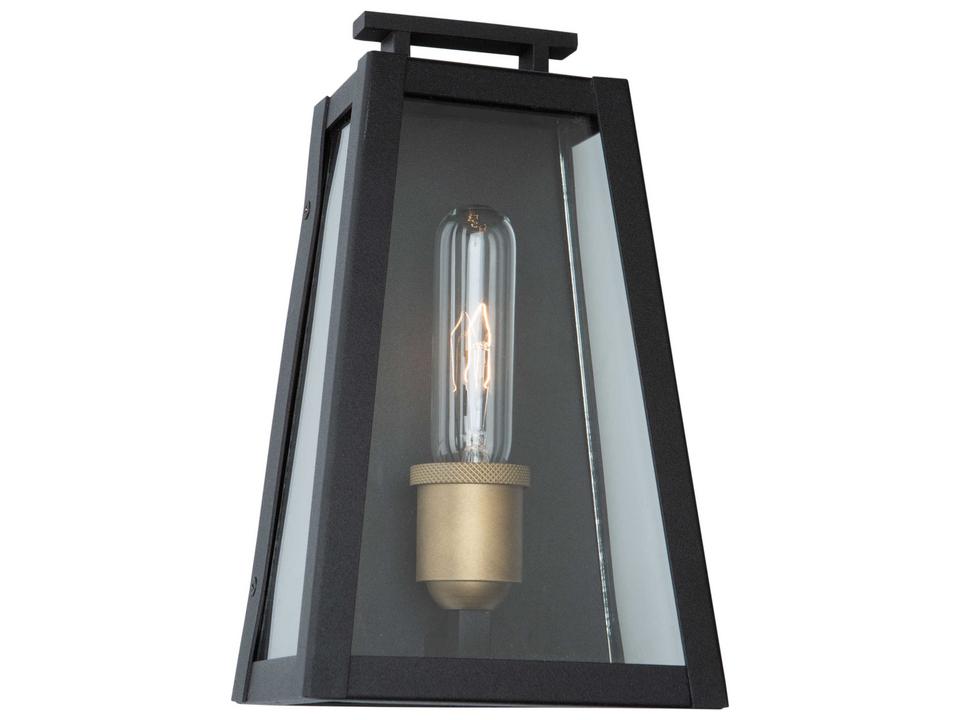 Charlestown 1-Light Outdoor Wall Sconce in Black and Vintage Gold