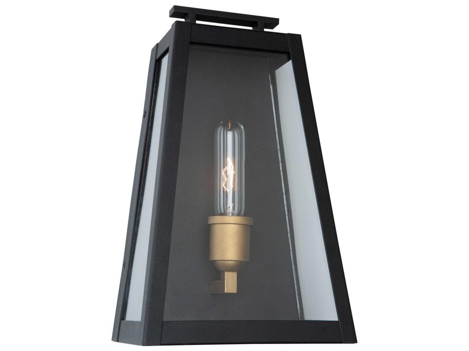 Charlestown 1-Light Outdoor Wall Light in Black and Vintage Gold