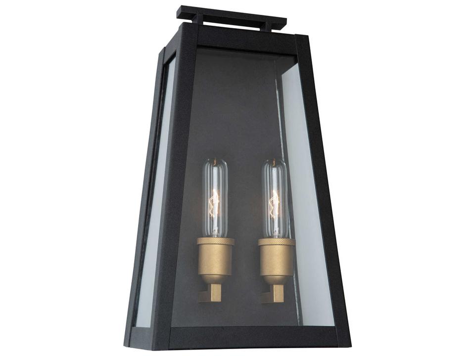 Charlestown 2-Light Outdoor Wall Light in Black and Vintage Gold