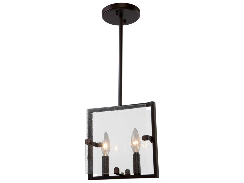 Harbor Point 2-Light Pendant Light in Oil Rubbed Bronze with Clear Seedy Glass