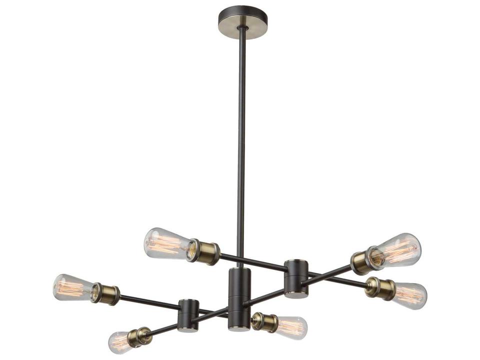 6-Light Tribeca Linear Chandelier in Matte Black and Satin Brass
