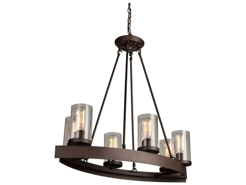 Melno Park 6-Light Oil Rubbed Bronze Glass Cylinder Island Pendant