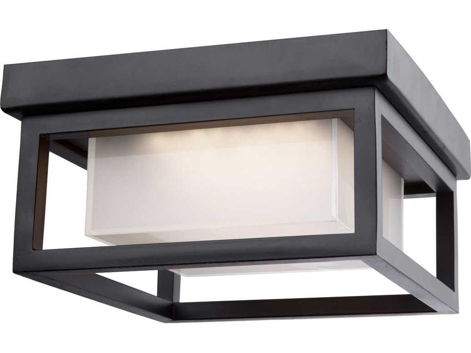 Overbrook 1-Light Outdoor LED Ceiling Light in Black
