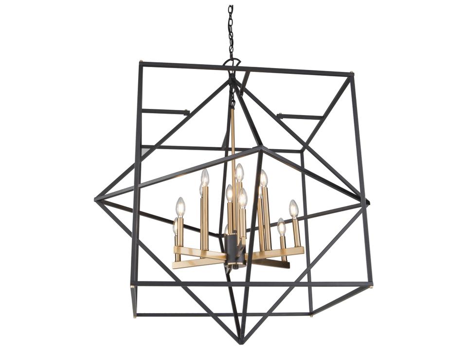 12-Light Roxton Chandelier in Matte Black and Harvest Brass