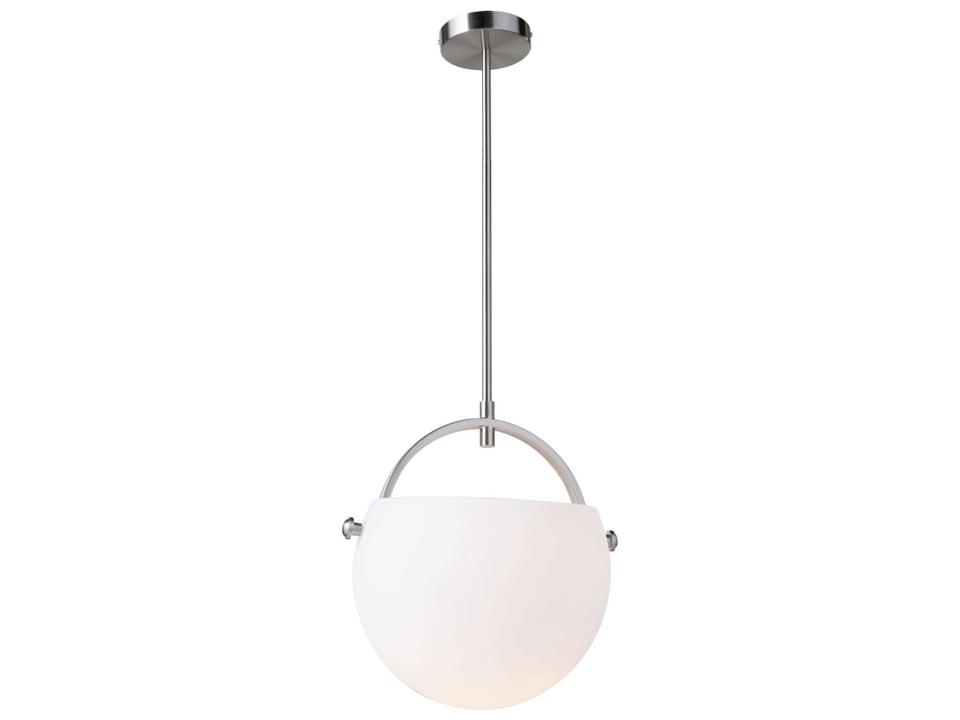 Single One Light Pendant in Satin Nickel with Opal Glass