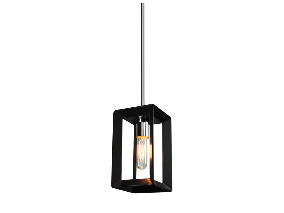 Vineyard 1-Light Transitional Pendant Light in Black and Chrome