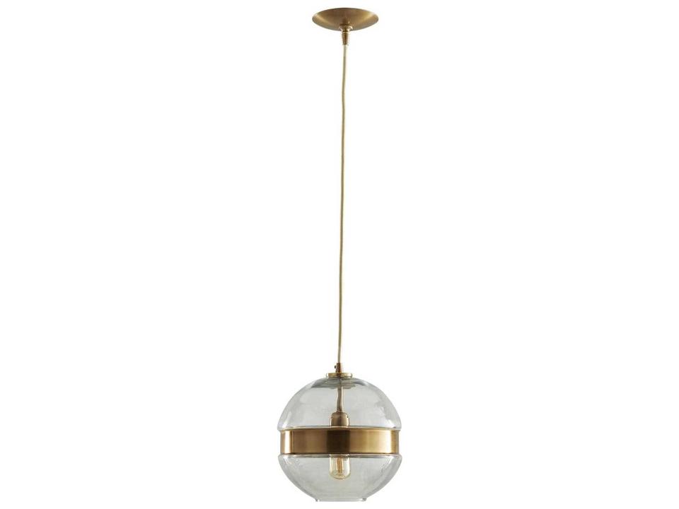 Garrison Round Pendant Light Clear Glass Antique Brass