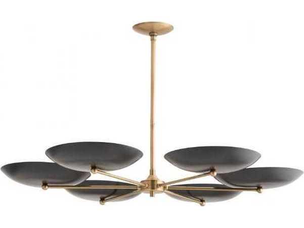 Griffith 6-Light Chandelier in Antique Brass and Bronze with Steel Frame