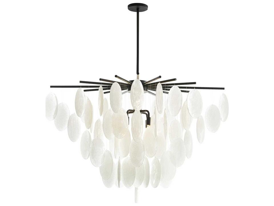 Jay Jeffers 8-Light Blackened White Glass Linear Chandelier