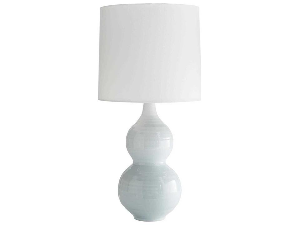 Lacey Table Lamp in Ice Blue Ceramic with White Linen Shade