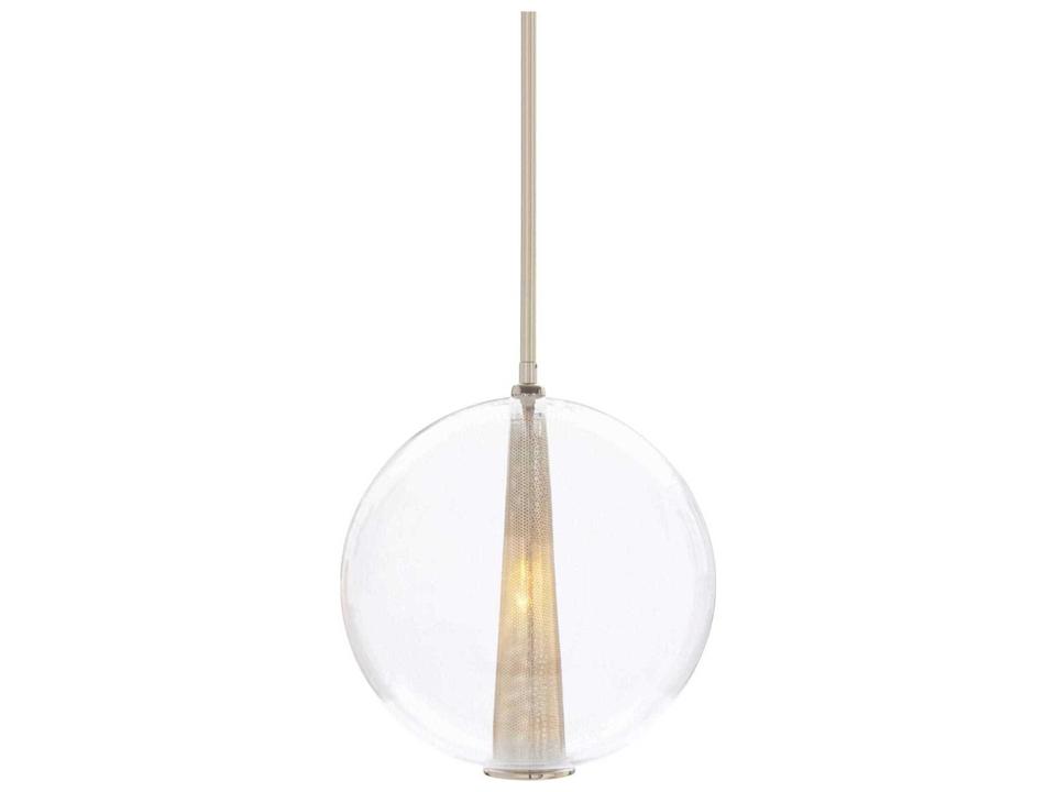 Caviar Large Clear Glass Globe Pendant Polished Nickel