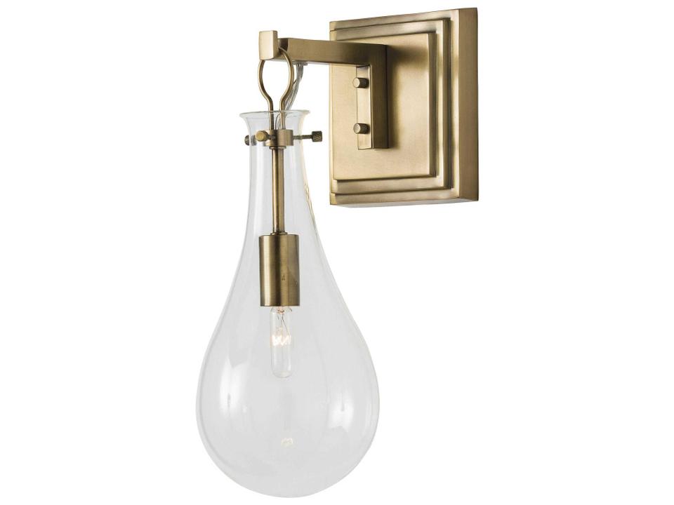 Sabine 1-Light Sconce with Clear Glass in Antique Brass