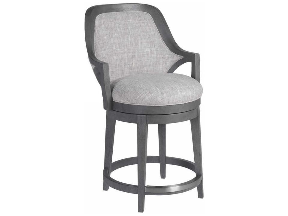 Home Appellation Upholstered Swivel Counter Stool Misty Gray Performance Fabric