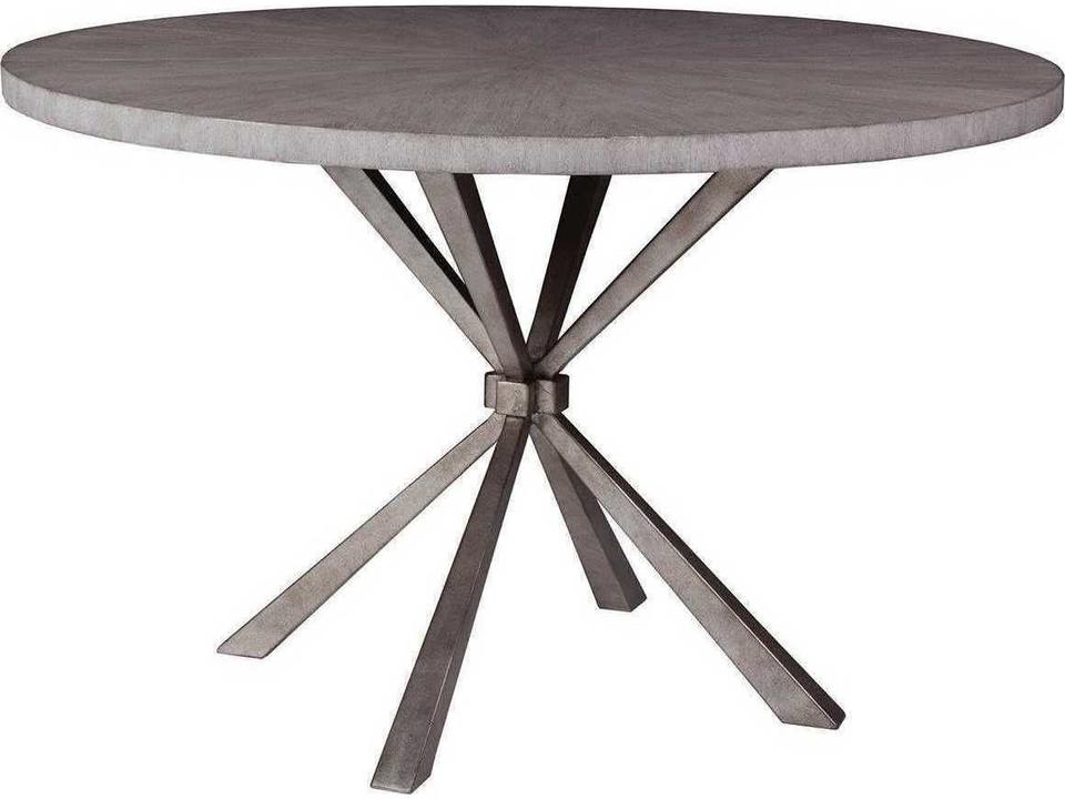 Home Iteration Round Dining Table in Light Gray and Antiqued Silver