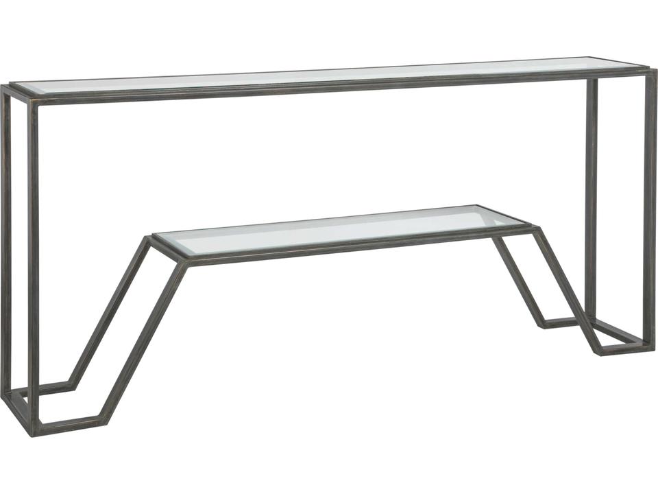 Home Byron Rectangle Console Table Iron and Glass