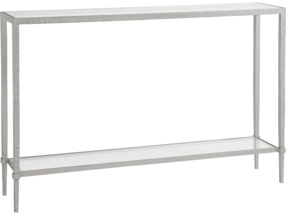 Home Claret Console Table with Inset Glass Top in Argento Finish