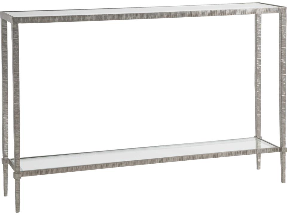 Home Claret Rectangular Console Table with Glass Top in Silver Leaf