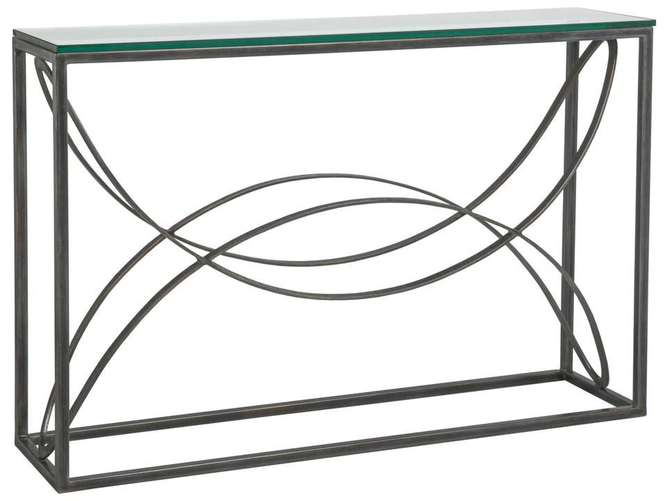 Home Ellipse Console Table in Iron Metal and Glass St Laurent Finish