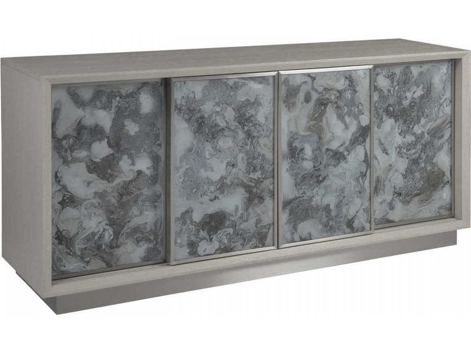 Home Metaphor 68-Inch Sandblasted Oak and Eglomise Media Console