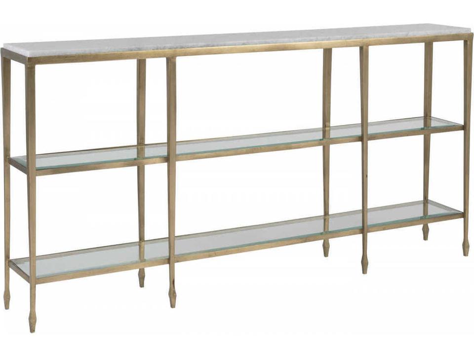Signature Designs Sashay Gold Rectangular Console Table with Marble Top