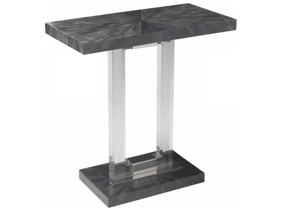 Home Litmus Rectangular Spot Table in Dusky Gray Faux Horn and Acrylic