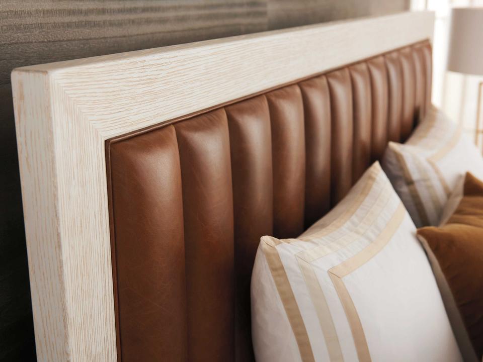 Cambria King Upholstered Headboard in Burnished Tan Leather