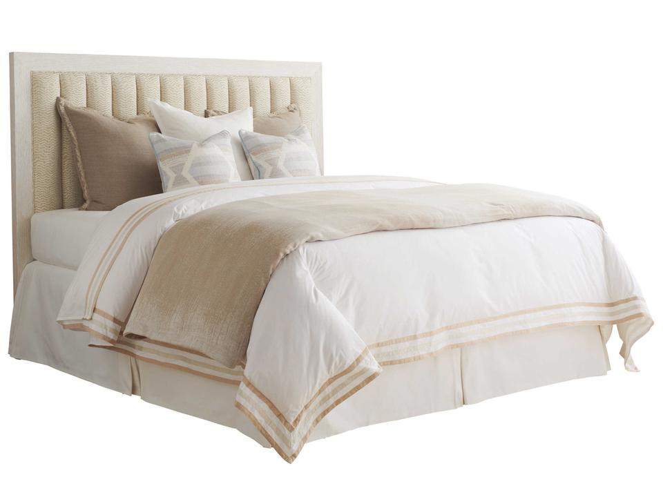 Cambria Channel Tufted California King Upholstered Headboard in Burnished Tan Leather