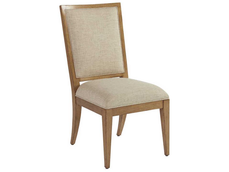 Newport Eastbluff Upholstered Dining Side Chair in Sandstone Wood and Ivory Fabric