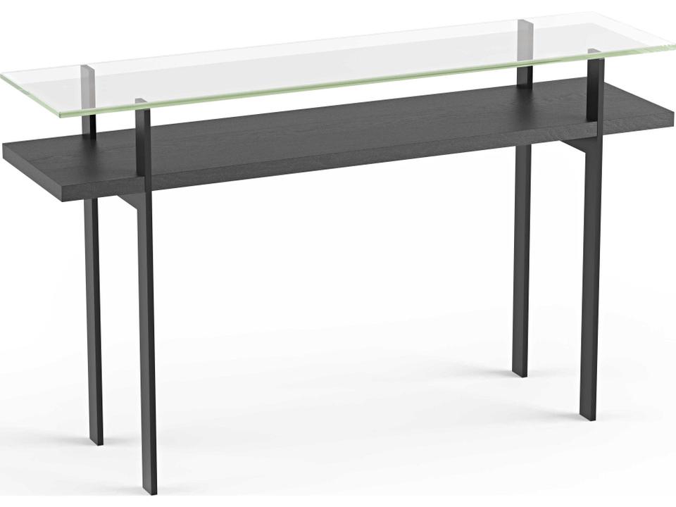 Terrace Glass Top Console Table in Charcoal Stained Ash