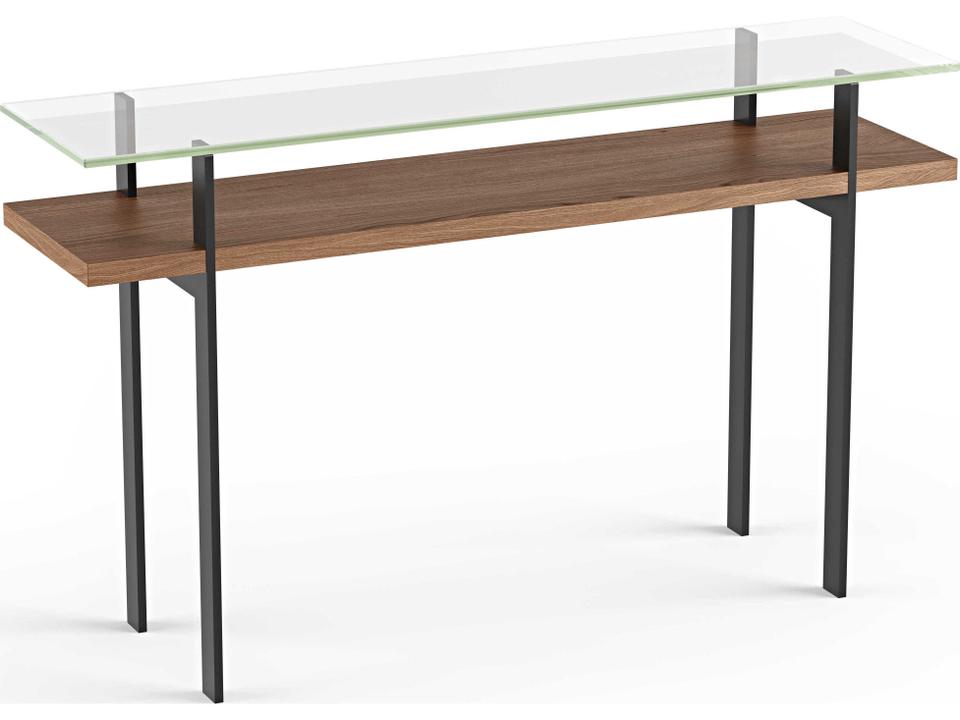Terrace 50-Inch Rectangle Console Table in Natural Walnut with Glass Top