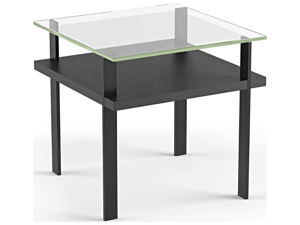 Terrace Charcoal Stained Ash Modern Glass End Table