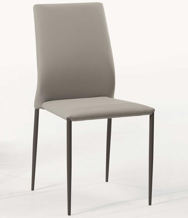 Kendra Upholstered Dining Side Chair in Gray Eco-Leather and Anthracite