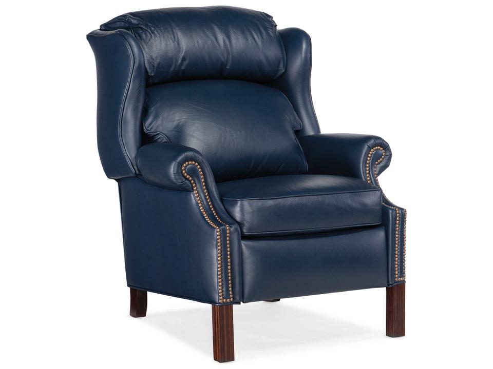 Chippendale Navy Blue Leather Recliner