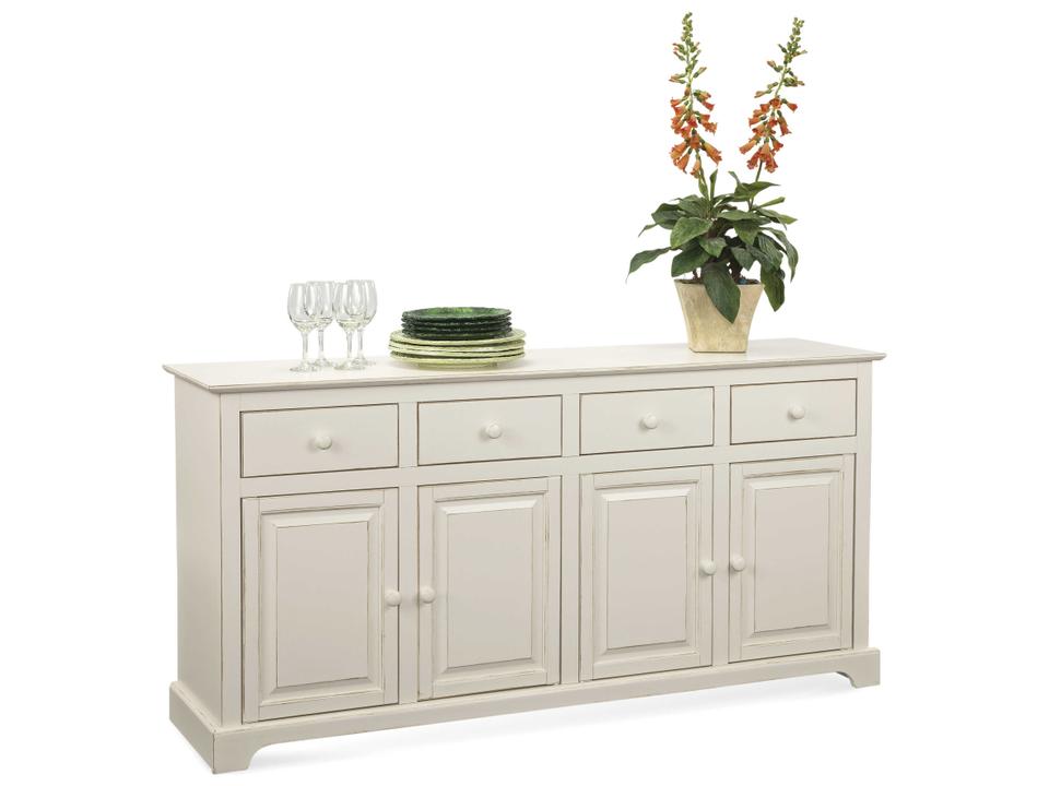 Hues 70-Inch Rubberwood Buffet with Four Doors and Four Drawers