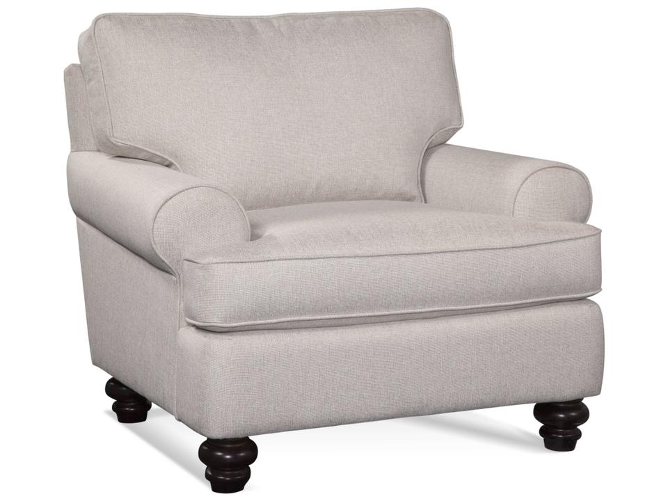 Lowell Upholstered Accent Chair with Rolled Arms and Turned Wood Feet