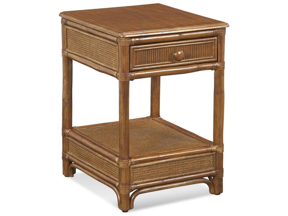 Summer Retreat 1-Drawer Hardwood Rattan Nightstand